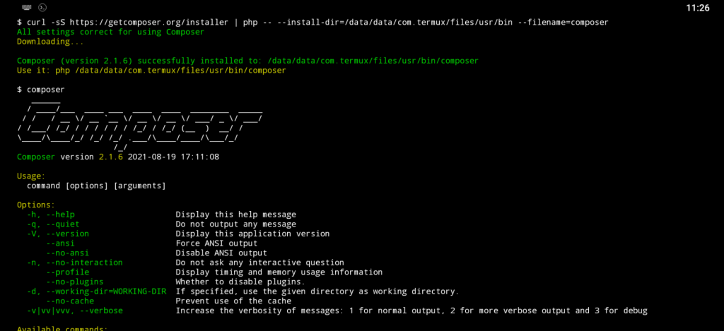 Install Composer Termux